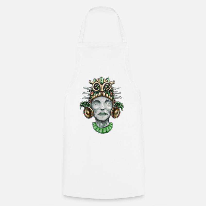 Aztec-Inspired God 2 - Cooking Apron - white