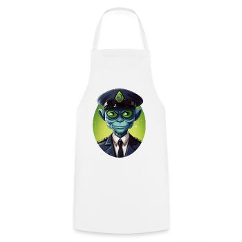 Flic extraterrestre - Tablier de cuisine - blanc - Devant - AI Model Male 185 dark (185cm)