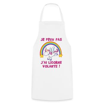 Je peux pas j'ai Licorne volante ! - Tablier de cuisine - blanc - Devant - AI Model Male 185 dark (185cm)