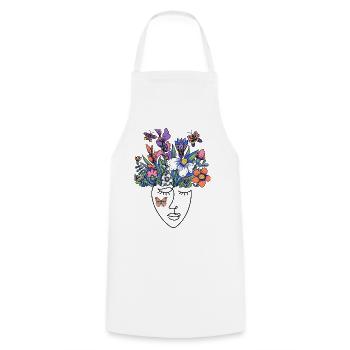 Blumiges Fantasy-Motiv mit Schmetterlingen - Kochschürze - Weiß - Vorne - AI Model Male 185 dark (185cm)