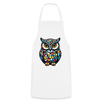 Owl - Cooking Apron - white - Front - AI Model Male 185 dark (185cm)