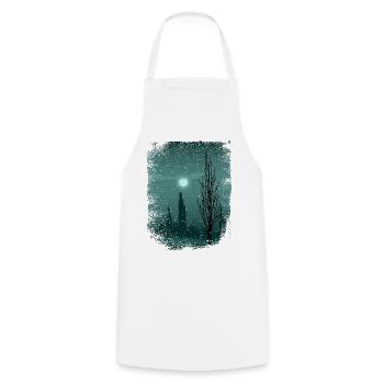 Moon shimmers on trees - Cooking Apron - white - Front - AI Model Male 185 dark (185cm)