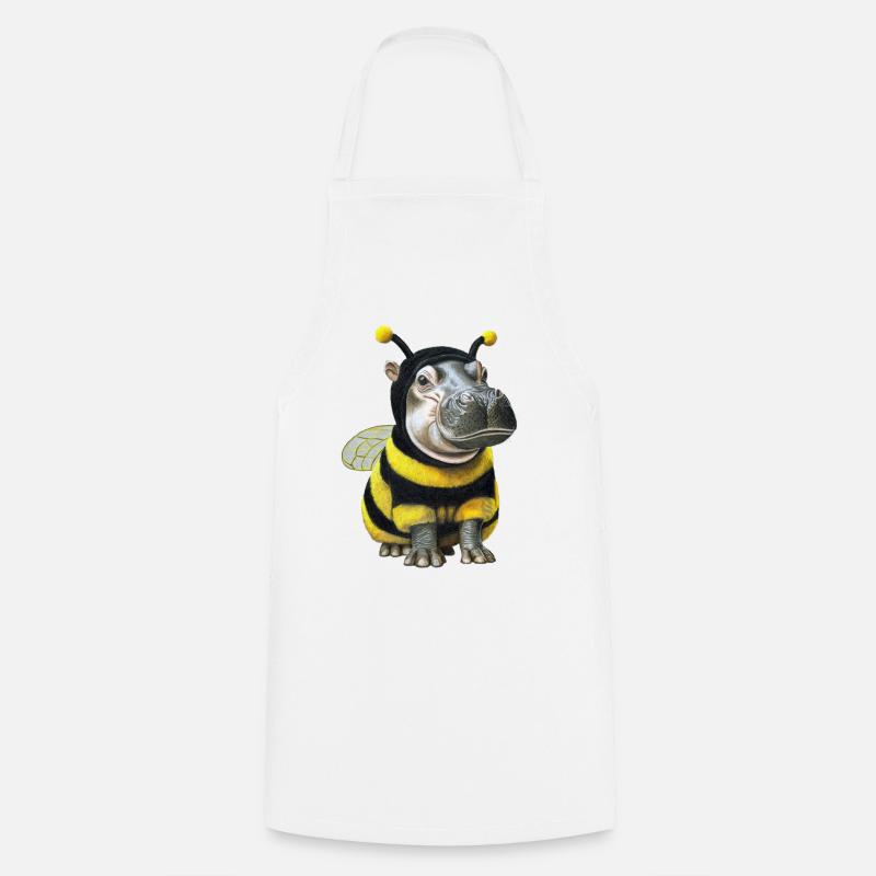 Hippopotamus Bee 2 - Cooking Apron - white