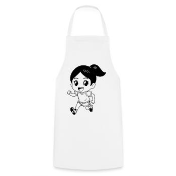 Läuferin Cartoon Look - Kochschürze - Weiß - Vorne - AI Model Male 185 dark (185cm)