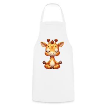 Cute Giraffe Yoga Meditation Relaxation Cartoon - Cooking Apron - white - Front - AI Model Male 185 dark (185cm)