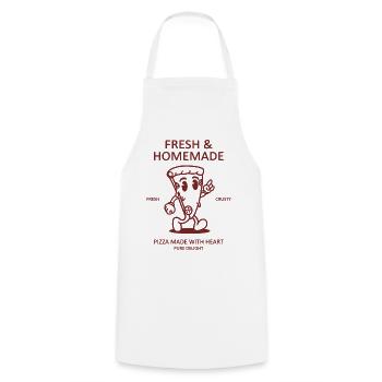 Fresh & Homemade Pizza Slice Retro Back - Cooking Apron - white - Front - AI Model Male 185 dark (185cm)