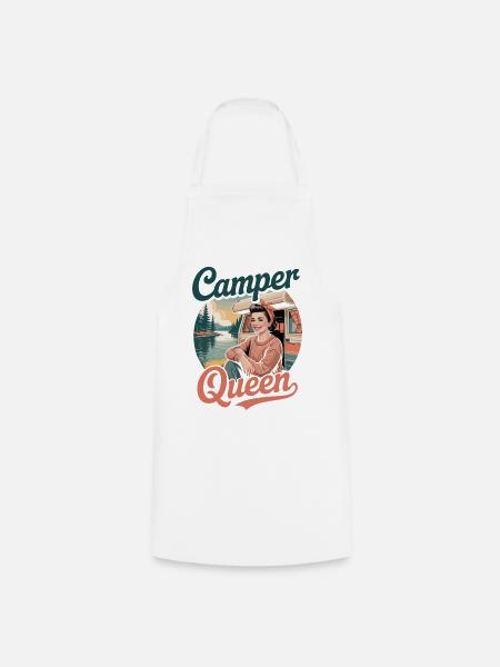 Camper Queen Retro Camping - Kochschürze - Weiß