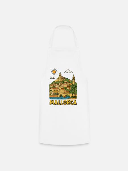 Farbige Stadtlandschaft von Mallorca - Kochschürze - Weiß