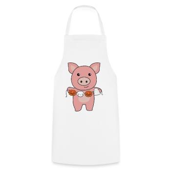 Cochon Happy Halloween Citrouille Chauve-souris Costume - Tablier de cuisine - blanc - Devant - AI Model Male 185 dark (185cm)