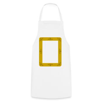 Ornate Gold Frame Portrait - Cooking Apron - white - Front - AI Model Male 185 dark (185cm)