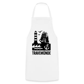 Travemünde Ostsee - Kochschürze - Weiß - Vorne - AI Model Male 185 dark (185cm)