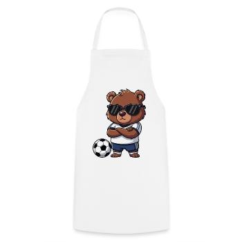 Cute Bear Soccer Player Brown Bear Cartoon Cool - Cooking Apron - white - Front - AI Model Male 185 dark (185cm)