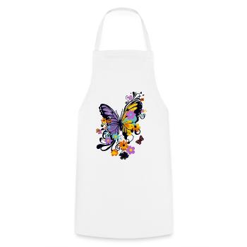 papillon coloré beau art nature - Tablier de cuisine - blanc - Devant - AI Model Male 185 dark (185cm)