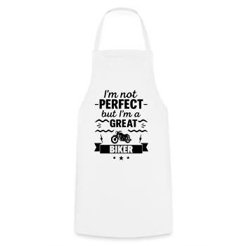 Not perfect but a great biker - Cooking Apron - white - Front - AI Model Male 185 dark (185cm)
