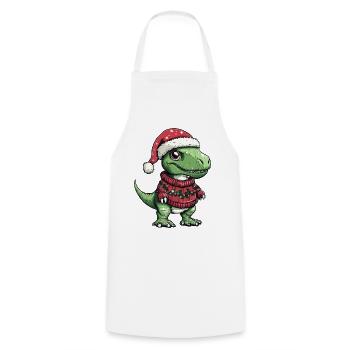 Noël de Noël T-Rex Dinosaure - Tablier de cuisine - blanc - Devant - AI Model Male 185 dark (185cm)