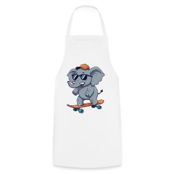 Funny Elephnat Skating on Skateboard Cartoon Skate - Cooking Apron - white - Front - AI Model Male 185 dark (185cm)