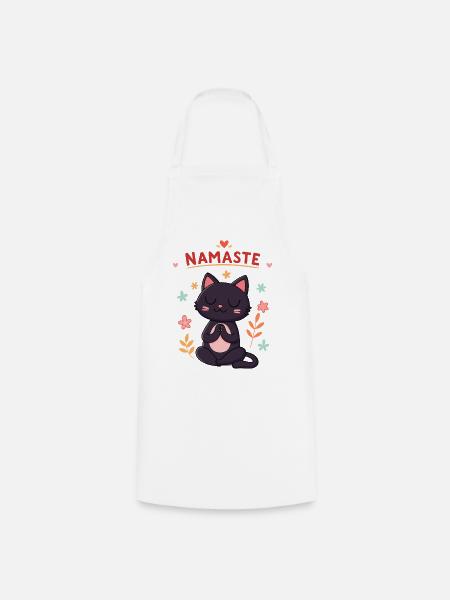 Zen-Katzen-Namaste und Pastellblumen - Kochschürze - Weiß