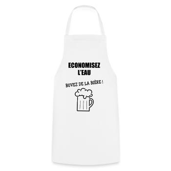 Wasser sparen, Bier trinken - Kochschürze - Weiß - Vorne - AI Model Male 185 dark (185cm)