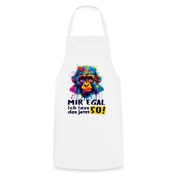JE M’EN FICHE - JE VAIS LAISSER ÇA COMME ÇA MAINTENANT ! - Singe drôle - Tablier de cuisine - blanc - Devant - AI Model Male 185 dark (185cm)