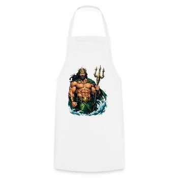 Le roi Poséidon avec le Trident - Tablier de cuisine - blanc - Devant - AI Model Male 185 dark (185cm)