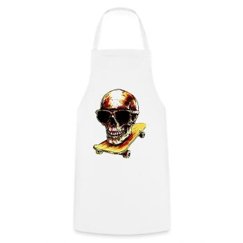 Skull Skateboarder - Cooking Apron - white - Front - AI Model Male 185 dark (185cm)