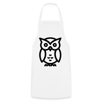 Owl - Cooking Apron - white - Front - AI Model Male 185 dark (185cm)