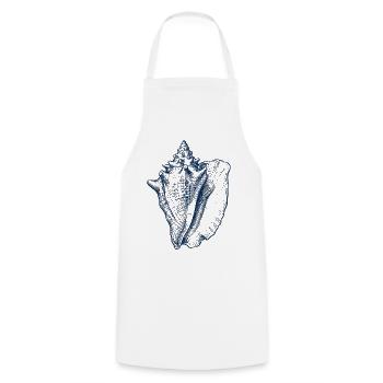 Illustration de coquillages en bleu - Tablier de cuisine - blanc - Devant - AI Model Male 185 dark (185cm)