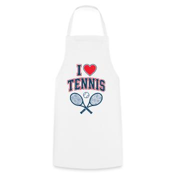 I Love Tennis Shirt, Cool Tennis Fan Style - Cooking Apron - white - Front - AI Model Male 185 dark (185cm)