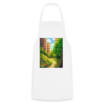 Urban Floral Trail - Cooking Apron - white - Front - AI Model Male 185 dark (185cm)