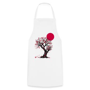 Crimson Blossom Moon Tree - Cooking Apron - white - Front - AI Model Male 185 dark (185cm)