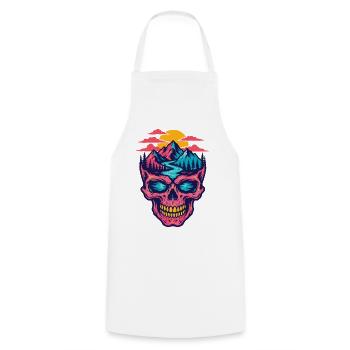 Skull Mountain Landscape - Cooking Apron - white - Front - AI Model Male 185 dark (185cm)
