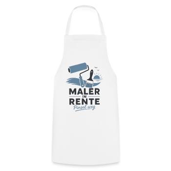 Maler in Rente – Pinsel weg & Farbrolle Grafik - Kochschürze - Weiß - Vorne - AI Model Male 185 dark (185cm)