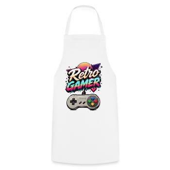 Retro Gamer Neon - Kochschürze - Weiß - Vorne - AI Model Male 185 dark (185cm)