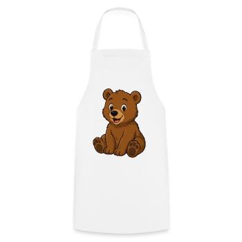 Cuddly Bear Cartoon – Cute Bear - Cooking Apron - white - Front - AI Model Male 185 dark (185cm)