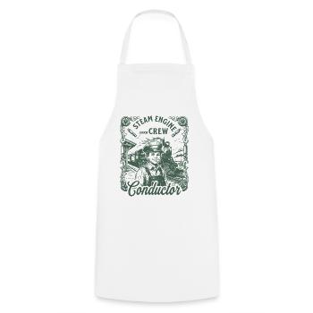 Steam Railway Engineer Conductor Vintage - Cooking Apron - white - Front - AI Model Male 185 dark (185cm)