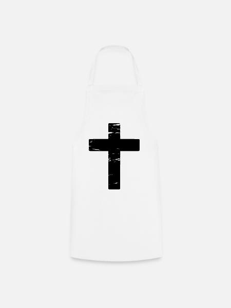 Kreuz used look - Kochschürze - Weiß