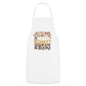 Herbst Vibes – Autumn, Coffee, Blanket & Books Pre - Kochschürze - Weiß - Vorne - AI Model Male 185 dark (185cm)