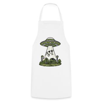 UFO Entführung Kuh Bauernhof Retro Sci-Fi Shirt - Kochschürze - Weiß - Vorne - AI Model Male 185 dark (185cm)