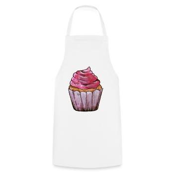 Pink Frost Cupcake Aquarell - Kochschürze - Weiß - Vorne - AI Model Male 185 dark (185cm)