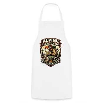 Alpine Bier Expedition - Kochschürze - Weiß - Vorne - AI Model Male 185 dark (185cm)