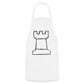 Schachturm handgezeichnet - Kochschürze - Weiß - Vorne - AI Model Male 185 dark (185cm)