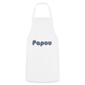 PAPOU. PAPA. FÊTE DES PÈRES. BONNE FÊTE PAPA - Tablier de cuisine - blanc - Devant - AI Model Male 185 dark (185cm)