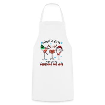 Noël, Noël, Vin Rouge, Drôle, Vin - Tablier de cuisine - blanc - Devant - AI Model Male 185 dark (185cm)