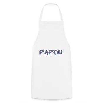 PAPOU. PAPA. FÊTE DES PÈRES. BONNE FÊTE PAPA - Tablier de cuisine - blanc - Devant - AI Model Male 185 dark (185cm)