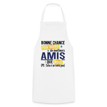 Ami Amie Amitié Cadeau Pote Copain Copine Collègue - Tablier de cuisine - blanc - Devant - AI Model Male 185 dark (185cm)