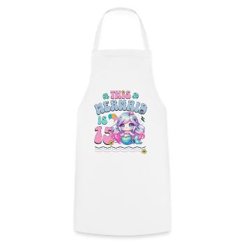 Mermaid 15th Birthday Girl Kids - Cooking Apron - white - Front - AI Model Male 185 dark (185cm)