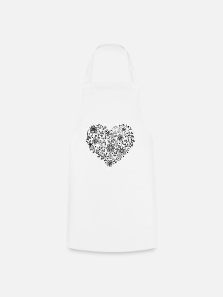 Floral Heart - Cooking Apron - white