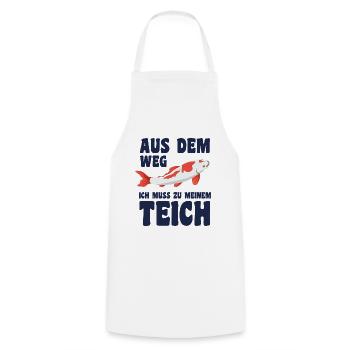 Aus dem Weg ich muss zu meinem Teich Koi Karpfen - Kochschürze - Weiß - Vorne - AI Model Male 185 dark (185cm)