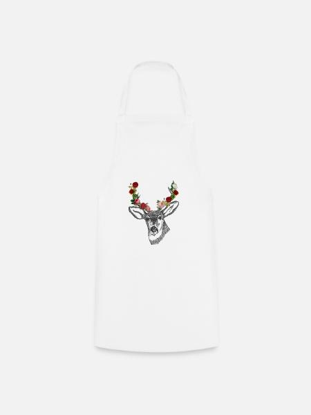 Hirsch Rosen Geweih Geschenkidee - Kochschürze - Weiß