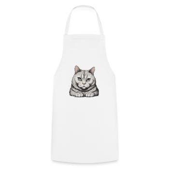 Chat fier - Tablier de cuisine - blanc - Devant - AI Model Male 185 dark (185cm)